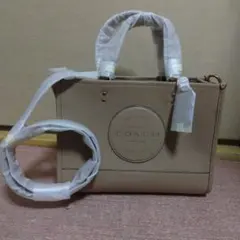 COACH ベージュ レザー ショルダーバッグ