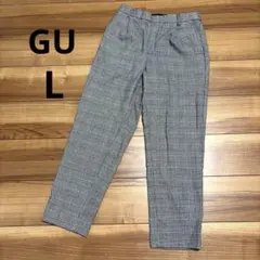 ジーユー/GUチェック柄ウール風パンツ スラックス　テーパードパンツ　L