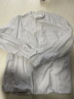 GREEN LABEL RELAXING ストライプ長袖シャツ　バンドカラー