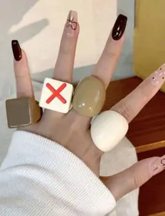 ㊼ マット　おしゃれなデザインリング　アクリルリング　レジンリング　ブラウン