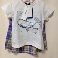 10/14新品セールクレードスコープ　クジラバックチェックTシャツ100cm