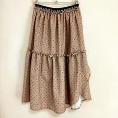 【最終値下げ】子供用 スカート 160cm ベージュドット柄 水玉 フリル