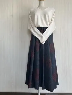 着物リメイク　大島紬　華やかロングスカート