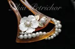 髪飾り 桜 かんざし バチ型 螺鈿 真珠母貝 パール W2510201簪