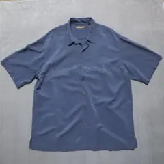 G*R様 メンズXXL【A品】レーヨン混USA古着半袖シャツ青2170