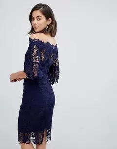 【新品未開封】Paper Dolls レース オフショルダードレス UK8