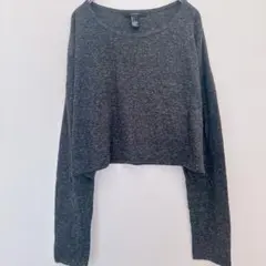 フオエバートゥエンテイワン Tシャツ クルーネック 長袖 無地 L 灰色