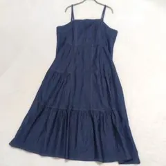 極美品 ローズティアラ デニム ティアードワンピース 42 大きいサイズ 濃紺のサムネイル