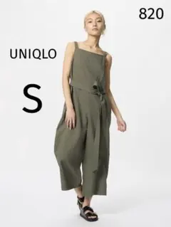 820 美品 UNIQLO ユニクロ リネンブレンドジャンプスーツ