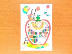 【ハンドメイドポストカード２枚組】ハリネズミ書房　　絵本のような動物はがき