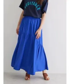 1回のみ着用★アメリカンホリック★ラウンド切替ギャザースカート ブルー/M 送込