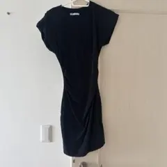 ZARA 半袖ひざ丈ワンピース S 黒