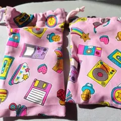 カラフルイラストの給食袋2つセット