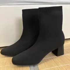 オペークドットクリップ　ニットショートブーツ　ブラック　S
