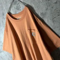希少2XL★Carhartt ワンポイントロゴ Tシャツ ポケット カーハート