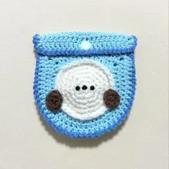 シマエナガ　ポーチ　小物入れ　ハンドメイド　かぎ編み　水色