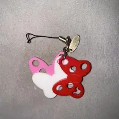 【美品】ディズニー ストラップ ミニーちゃん キーホルダー リボン