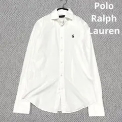 ポロラルフローレン ドレスシャツ ブロードシャツ ホワイト ネイビーポニー