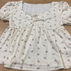 SHEIN バラ柄 平成 半袖ブラウス クリーム色 Lサイズ☆
