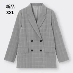 【新品】GUダブルブレストジャケット グレー チェック ブレザー 3XL
