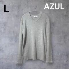 AZULbyMOUSSY グレー L ワッフル 長袖 Vネックニット カジュアルのサムネイル