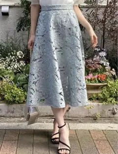 新品未使用マーキュリーデュオ 花柄レース ロングフレアスカート Mサイズのサムネイル