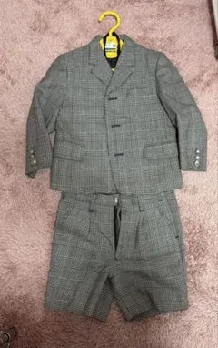 110サイズ チェック柄スーツセット 素材: 毛 100%