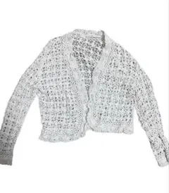 ホワイト レース カーディガン ボレロ　編み　クロシェ編み　フェアリーグランジ
