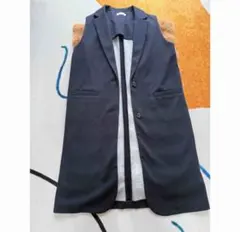 ネイビーベスト ロングベスト　フロントポケット付き　レディース