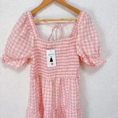 【タグ付き新品】ZISICA ジェシカ ピンク ギンガムチェック ワンピース M