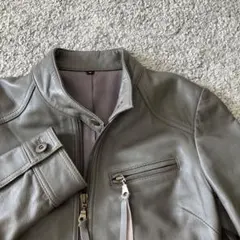 羊皮 ライダース　ジャケット グレー　レザージャケット　シングル