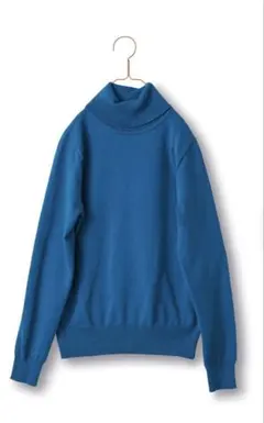 サニークラウズ　ハイネックコットン100セーター小さ目Mサイズ　ターコイズブルー