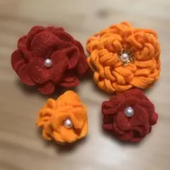 フェルト花　コサージュ　ブローチ　4点