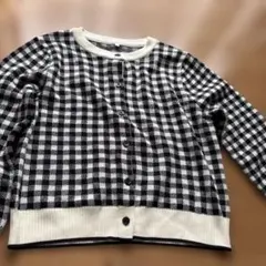 ＧＵ　黒と白のチェック柄カーディガン　150cm