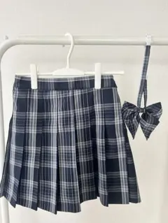 セットネイビー チェック プリーツスカート WEGO 制服 リボン スカート