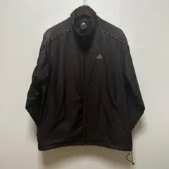 アディダス ナイロンジャケット ブルゾン 刺繍ロゴ ダークグレー　サイズL
