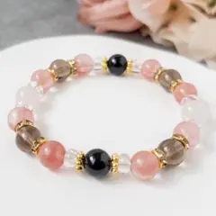 恋愛運UP＊チェリー×ローズクォーツ＊愛と安定のパワーストーンブレスレット