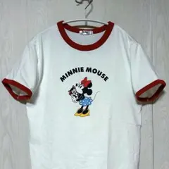 Disney ミニーマウス フィガロ リンガー 半袖 Tシャツ 白/赤 M