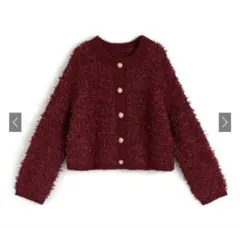 【新品未使用】GRLゴールドボタンチュールヤーンニットカーディガン　kz711