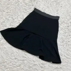 【c7471】膝丈スカート　ブラック　フレア