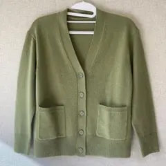 無印良品 洗えるミドルゲージVネックカーディガン ライトグリーン S レディース