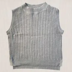GU ジーユー リブハイネックニットベスト S グレー