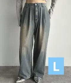apres jour mignon ウォッシュ加工タックデニム　Lのサムネイル
