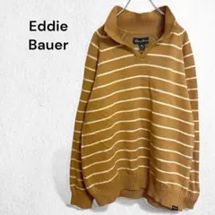 エディーバウアー ニット セーター ボーダー柄 ハイネック 綿混 メンズ M