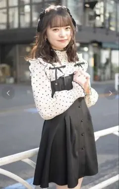 ROJITA ハートドットレースアップワンピース （ブラック）　長袖