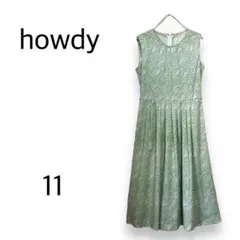 昭和レトロ ワンピース ノースリーブ フレアスカート グリーン 11号