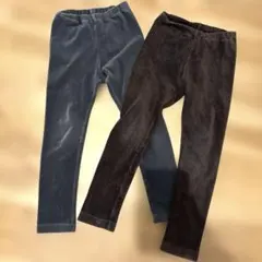 UNIQLO レギンス　コーデュロイライク　110 ブラウン＋グレー　2枚セット
