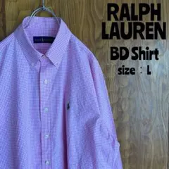 90s　RALPH LAUREN ラルフローレン ピンクカラー BD長袖シャツ