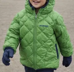 【美品】モンベル リバーシブル ダウンパーカ 120 グリーン ネイビー 軽量