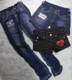 EARTH MAGIC デニムシャーリングパンツ &ショートパンツ3点セット